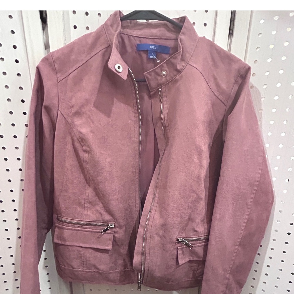 Apt 9 Mauve Pink Faux Suede Moto Jacket Women's Size Small Moto Jacket
